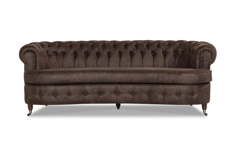 Sofa Walton Lyx 3-seter Buet - Mørkbrun - Chesterfield sofaer - 3 seter sofa - Howard-sofaer