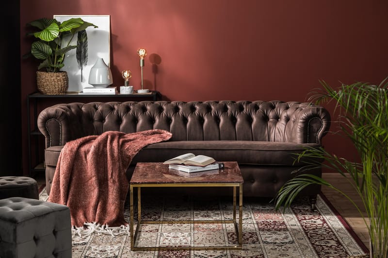 Sofa Walton Lyx 3-seter Buet - Mørkbrun - Møbler - Sofaer - Howard-sofaer