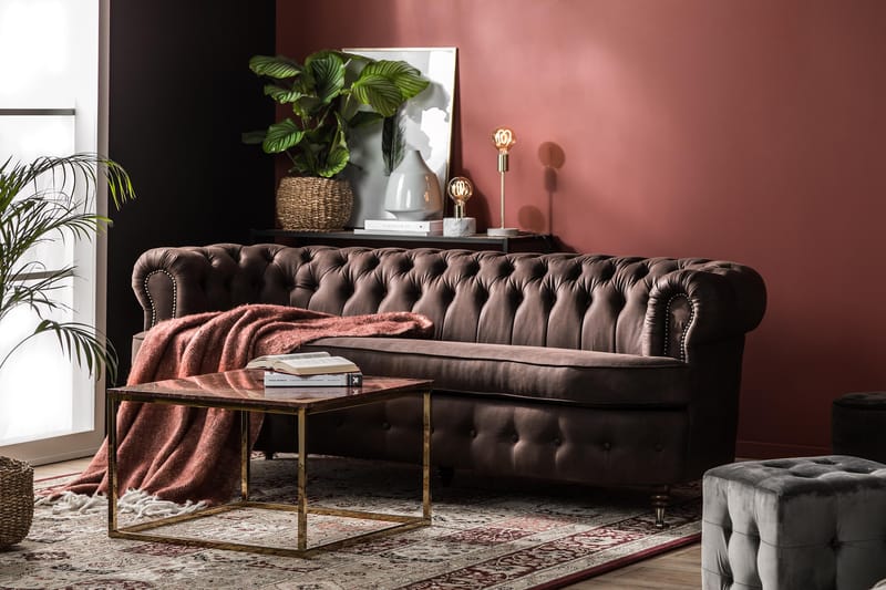 Sofa Walton Lyx 3-seter Buet - Mørkbrun - Møbler - Sofaer - Howard-sofaer