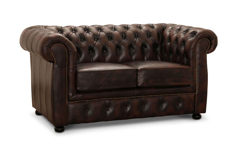 Sofa Worcester 2-seters - Sofa lær|spalt brun - Howard-sofaer - Chesterfield sofaer - 2 seter sofa