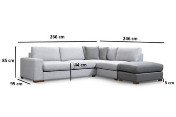 Huelva 3-seter Høyre L-formet Sofa med Sjeselong Dyp med Fotpall i Stoff - Grå - Møbler - Sofaer - Sofaer med sjeselong