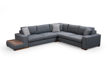 Huelva 5-seter Venstrevendt L-formet Hjørnesofa 323 cm med Sidebord i Stoff - Grå - Møbler - Sofaer - Hjørnesofaer