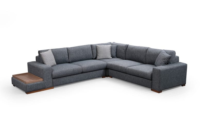 Huelva 5-seter Venstrevendt L-formet Hjørnesofa 323 cm med Sidebord i Stoff - Grå - Møbler - Sofaer - Hjørnesofaer