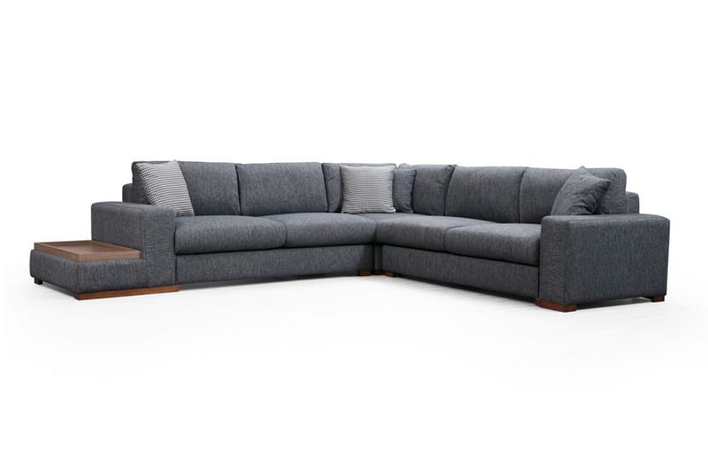 Huelva 5-seter Venstrevendt L-formet Hjørnesofa 323 cm med Sidebord i Stoff - Grå - Møbler - Sofaer - Hjørnesofaer