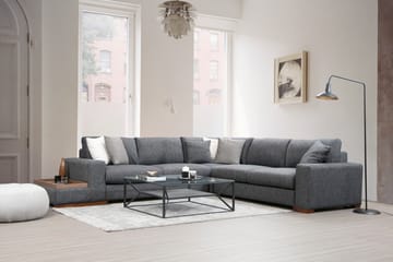 Huelva 5-seter Venstrevendt L-formet Hjørnesofa 323 cm med Sidebord i Stoff - Grå - Møbler - Sofaer - Hjørnesofaer