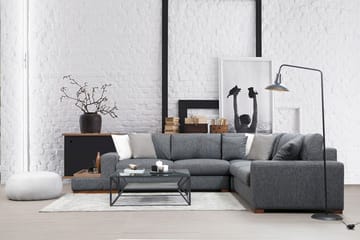Huelva 5-seter Venstrevendt L-formet Hjørnesofa 323 cm med Sidebord i Stoff - Grå - Møbler - Sofaer - Hjørnesofaer