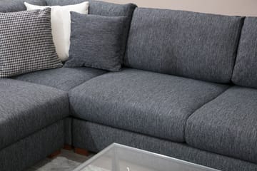 Huelva 5-seter Venstrevendt L-formet Hjørnesofa 323 cm med Sidebord i Stoff - Grå - Møbler - Sofaer - Hjørnesofaer