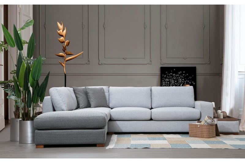 Huelva 5-seter Venstrevendt L-formet Sofa med Sjeselong 308 cm i Stoff - Grå - Møbler - Sofaer - Sofaer med sjeselong