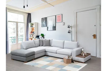 Huelva 5-seter Venstrevendt L-formet Sofa med Sjeselong 308 cm i Stoff - Grå - Møbler - Sofaer - Sofaer med sjeselong