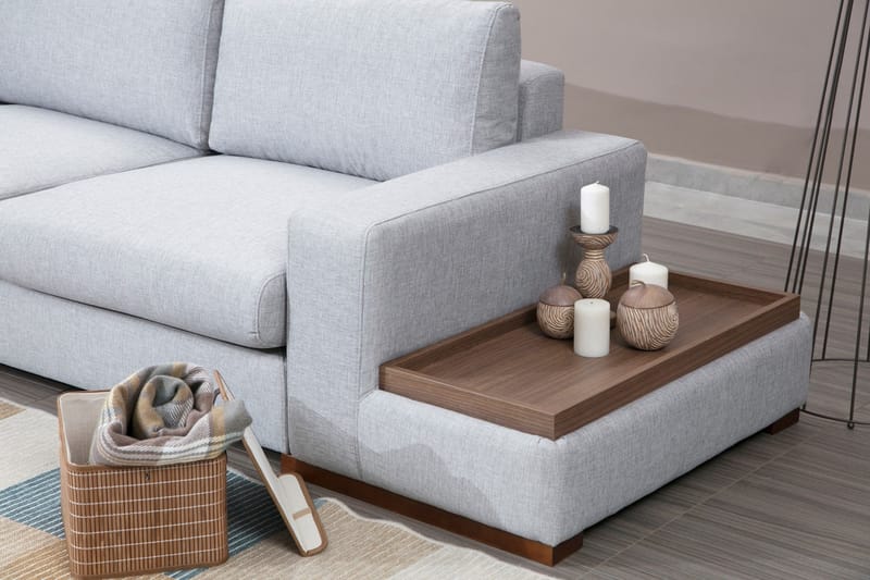Huelva 5-seter Venstrevendt L-formet Sofa med Sjeselong 308 cm i Stoff - Grå - Møbler - Sofaer - Sofaer med sjeselong