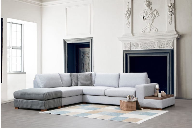 Huelva 5-seter Venstrevendt L-formet Sofa med Sjeselong 308 cm i Stoff - Grå - Møbler - Sofaer - Sofaer med sjeselong