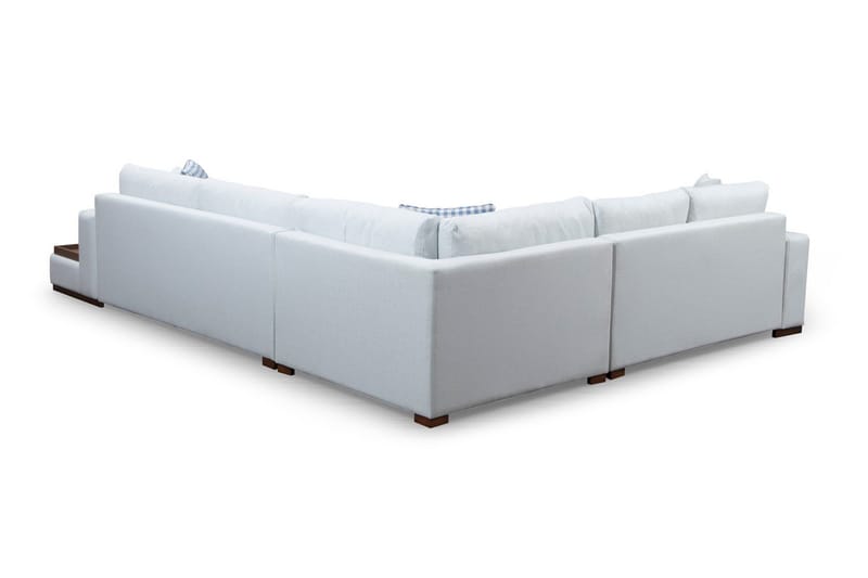 Huelva Høyrevendt L-formet Hjørnesofa 363 cm i Stoff med Sidebord - Lyseblågrå - Møbler - Sofaer - Hjørnesofaer