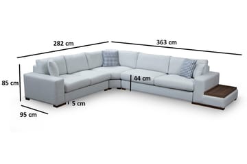 Huelva Høyrevendt L-formet Hjørnesofa 363 cm i Stoff med Sidebord - Lyseblågrå - Møbler - Sofaer - Hjørnesofaer