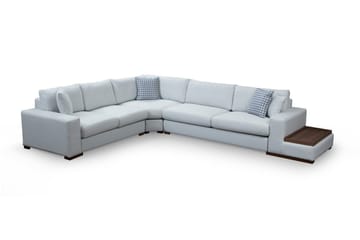 Huelva Høyrevendt L-formet Hjørnesofa 363 cm i Stoff med Sidebord - Lyseblågrå - Møbler - Sofaer - Hjørnesofaer