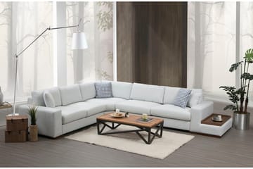 Huelva Høyrevendt L-formet Hjørnesofa 363 cm i Stoff med Sidebord - Lyseblågrå - Møbler - Sofaer - Hjørnesofaer