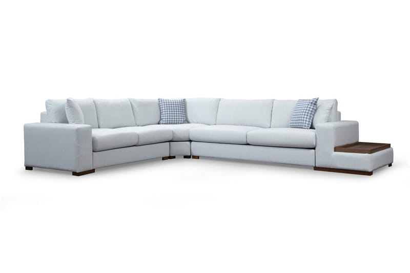 Huelva Høyrevendt L-formet Hjørnesofa 363 cm i Stoff med Sidebord - Lyseblågrå - Møbler - Sofaer - Hjørnesofaer