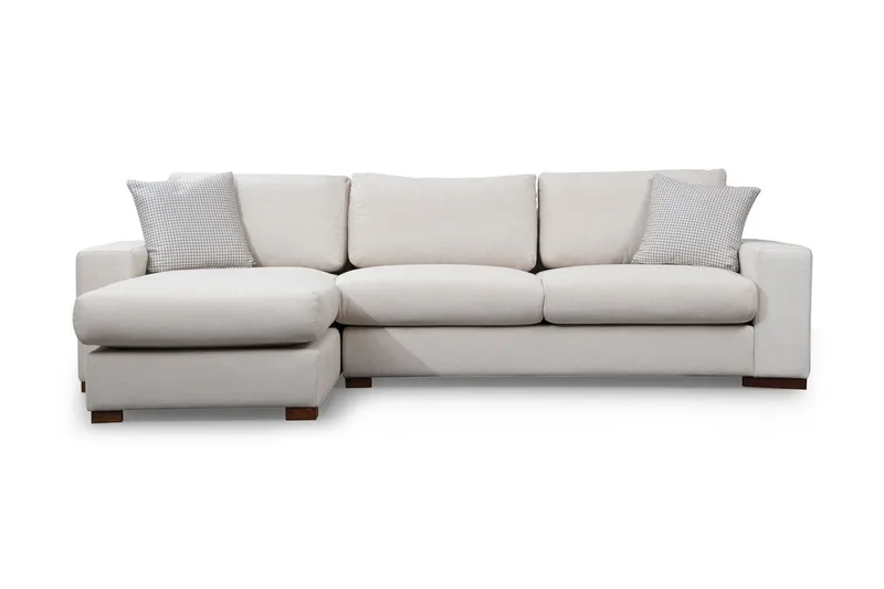 Huelva Høyrevendt L-formet Sofa med Sjeselong 270 cm i Stoff, Benhvit