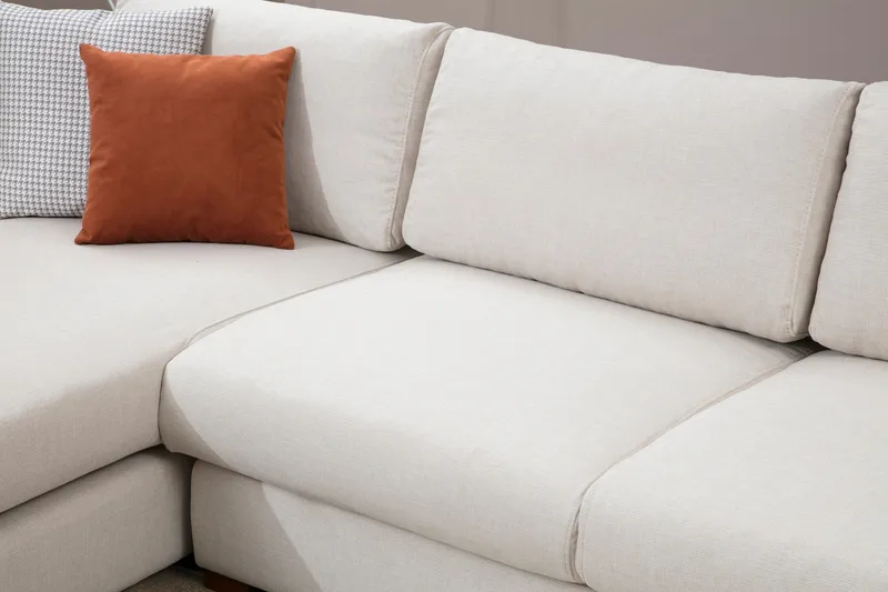 Huelva Høyrevendt L-formet Sofa med Sjeselong 270 cm i Stoff - Benhvit - Møbler - Sofaer - Sofaer med sjeselong