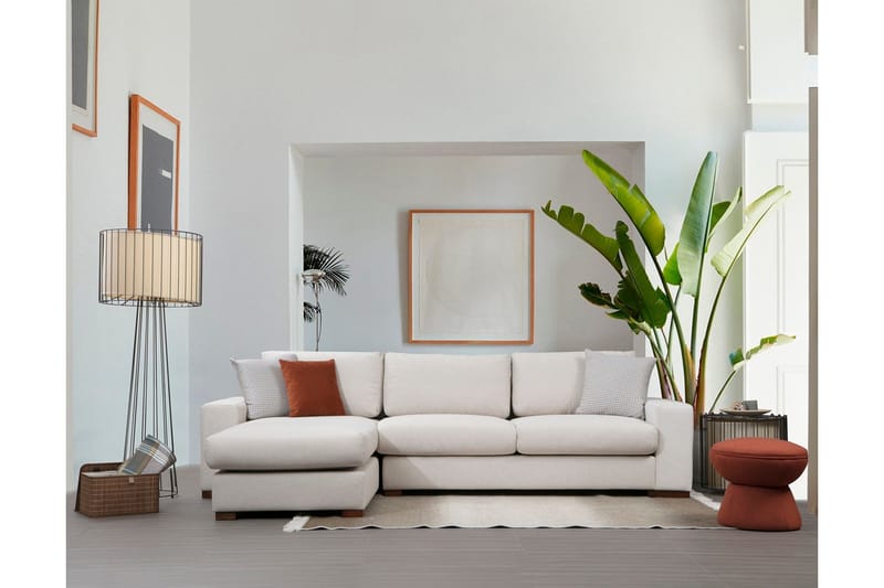 Huelva Høyrevendt L-formet Sofa med Sjeselong 270 cm i Stoff - Benhvit - Møbler - Sofaer - Sofaer med sjeselong