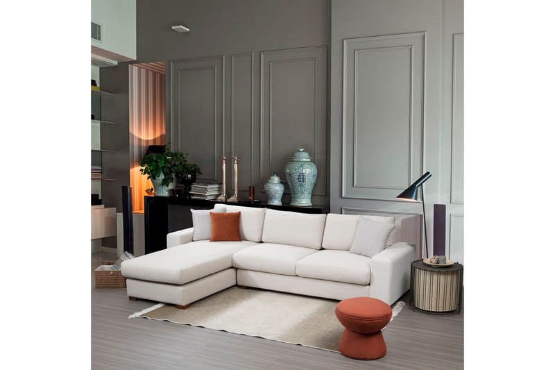 Huelva Høyrevendt L-formet Sofa med Sjeselong 270 cm i Stoff - Benhvit - Møbler - Sofaer - Sofaer med sjeselong