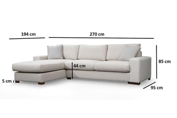 Huelva Høyrevendt L-formet Sofa med Sjeselong 270 cm i Stoff - Benhvit - Møbler - Sofaer - Sofaer med sjeselong