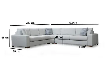 Huelva Venstrevendt L-formet Hjørnesofa 322 cm i Stoff med Brede Armlener - Isblå - Møbler - Sofaer - Hjørnesofaer