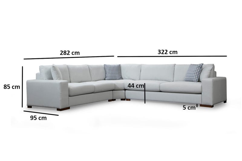 Huelva Venstrevendt L-formet Hjørnesofa 322 cm i Stoff med Brede Armlener - Isblå - Møbler - Sofaer - Hjørnesofaer
