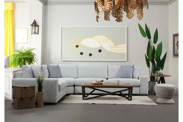 Huelva Venstrevendt L-formet Hjørnesofa 322 cm i Stoff med Brede Armlener - Isblå - Møbler - Sofaer - Hjørnesofaer