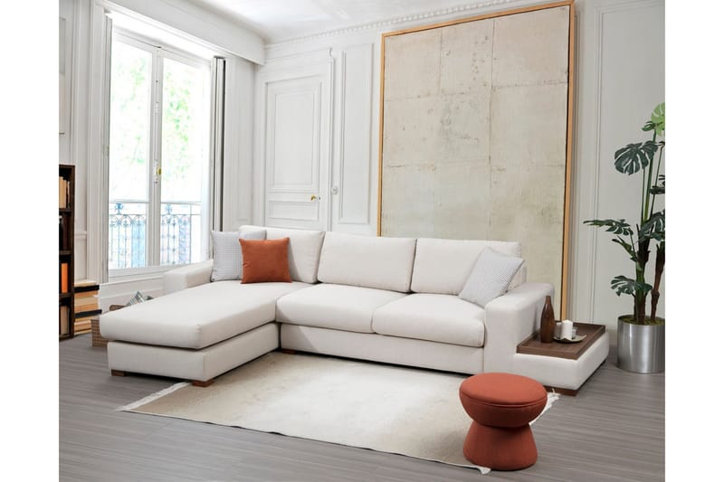 Huelva Venstrevendt L-formet Sofa med Sjeselong 312 cm i Stoff - Kremhvit - Møbler - Sofaer - Sofaer med sjeselong