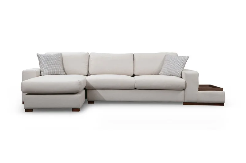 Huelva Venstrevendt L-formet Sofa med Sjeselong 312 cm i Stoff, Kremhvit