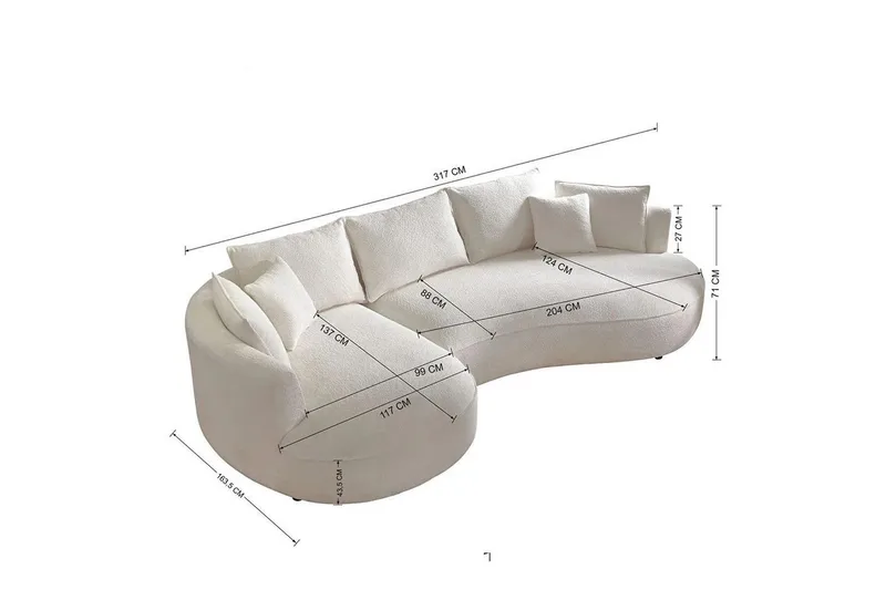 Hungirr Sofa med divan 4-seter - Grå - Møbler - Sofaer - 4 seter sofa