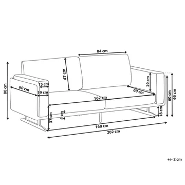 Idre 3-seter Sofa i Stoff med Metallben - Hvit|Svart - Møbler - Sofaer - 3 seter sofa