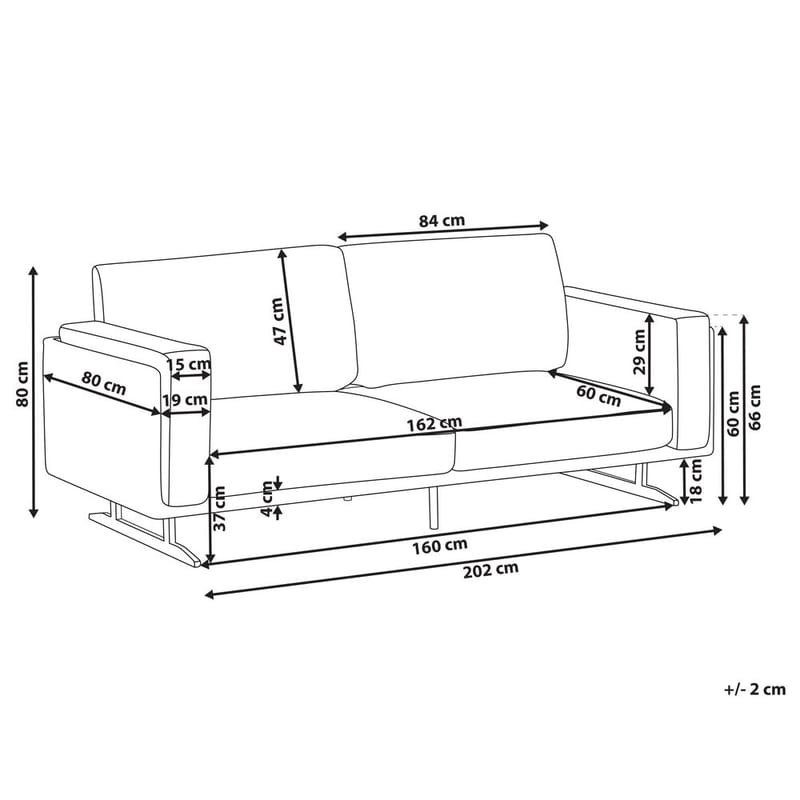 Idre 3-seter Sofa i Stoff med Metallben - Hvit|Svart - Møbler - Sofaer - 3 seter sofa
