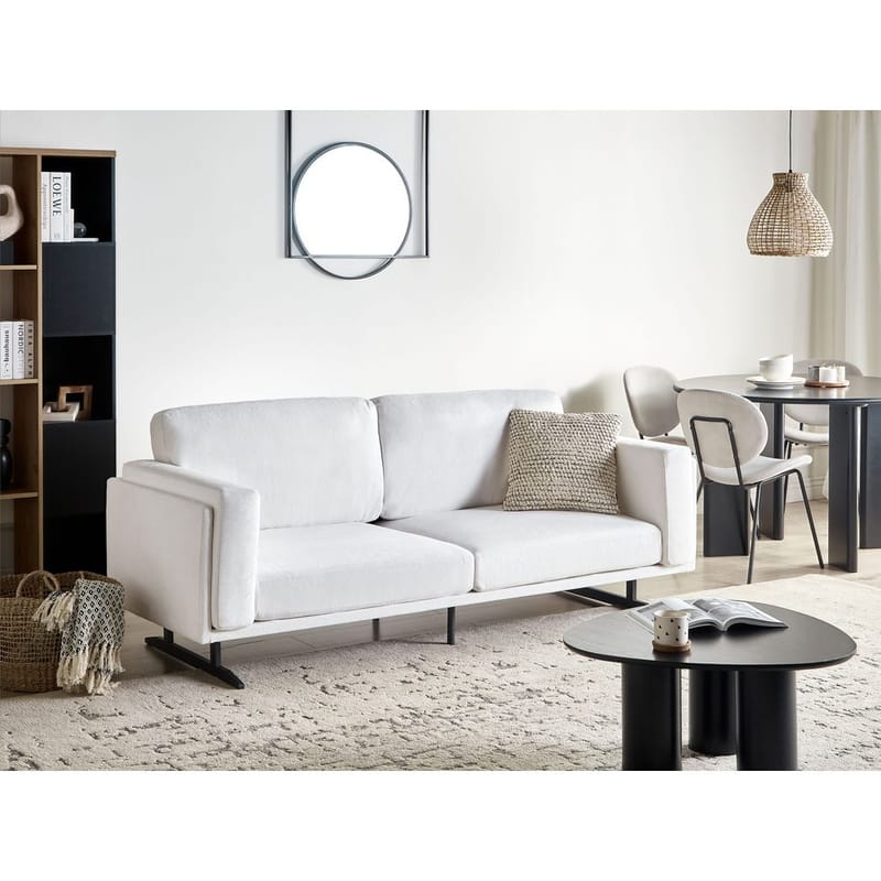 Idre 3-seter Sofa i Stoff med Metallben - Hvit|Svart - Møbler - Sofaer - 3 seter sofa