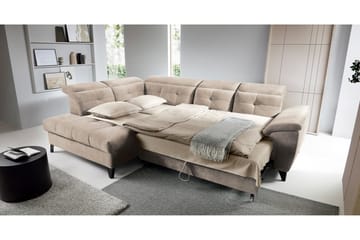 Inferne 5-seter Sofa med Sjeselong - Beige - Møbler - Sofaer - Fløyelssofaer