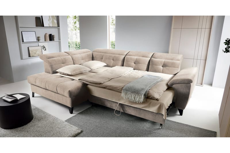 Inferne 5-seter Sofa med Sjeselong - Beige - Møbler - Sofaer - Fløyelssofaer