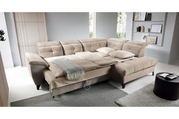 Inferne 5-seter Sofa med Sjeselong - Beige - Møbler - Sofaer - Fløyelssofaer