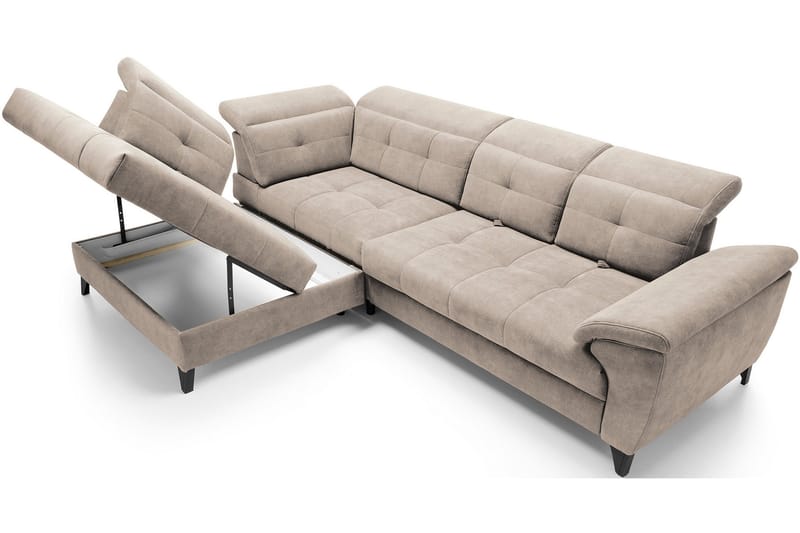 Inferne 5-seter Sofa med Sjeselong - Beige - Møbler - Sofaer - Fløyelssofaer