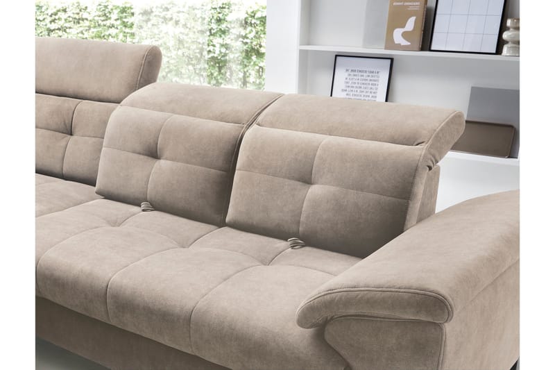Inferne 5-seter Sofa med Sjeselong - Beige - Møbler - Sofaer - Fløyelssofaer