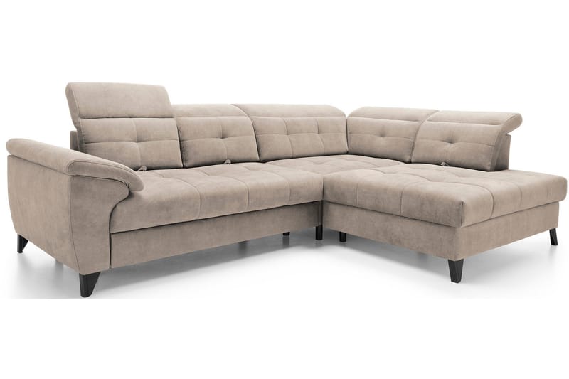 Inferne 5-seter Sofa med Sjeselong - Beige - Møbler - Sofaer - Fløyelssofaer