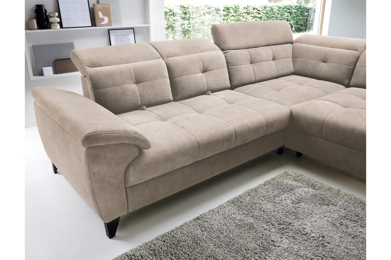 Inferne 5-seter Sofa med Sjeselong - Beige - Møbler - Sofaer - Fløyelssofaer