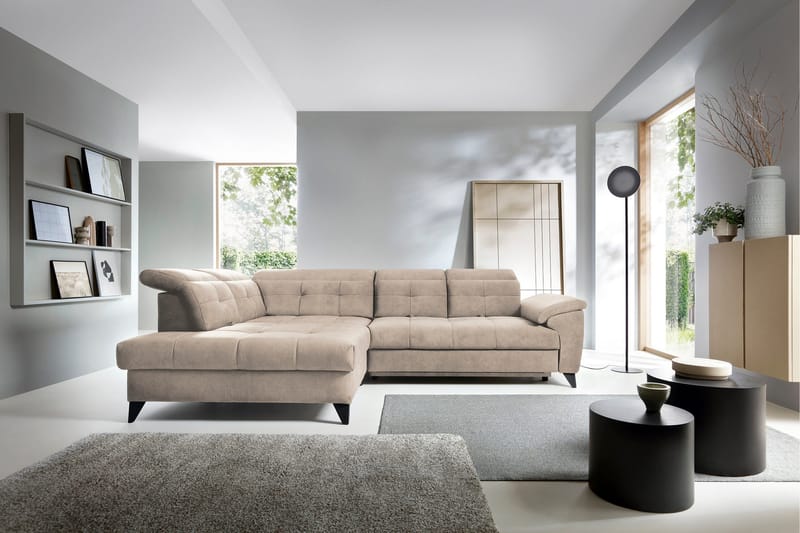 Inferne 5-seter Sofa med Sjeselong - Beige - Møbler - Sofaer - Fløyelssofaer