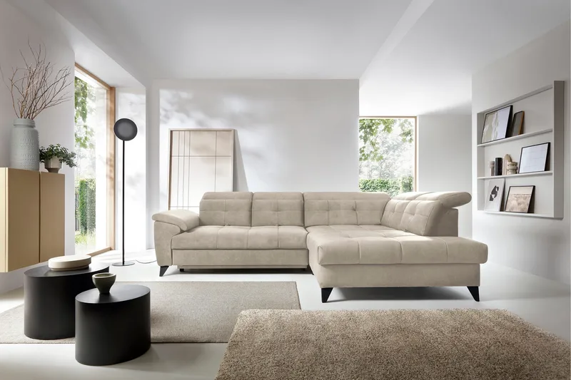 Inferne 5-seter Sofa med Sjeselong - Beige - Møbler - Sofaer - Sofaer med sjeselong