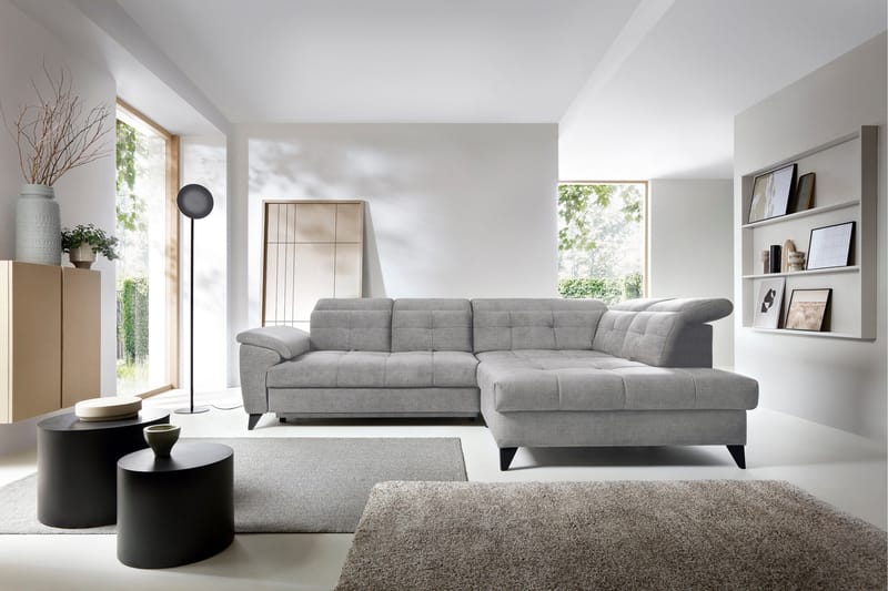 Inferne 5-seter Sofa med Sjeselong - Grå - Møbler - Sofaer - Sofaer med sjeselong