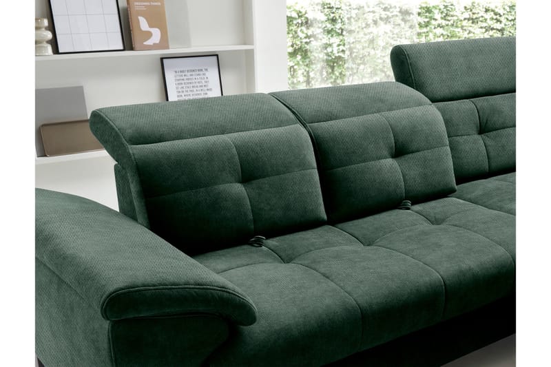 Inferne 5-seter Sofa med Sjeselong - Mørkegrønn - Møbler - Sofaer - Sofaer med sjeselong