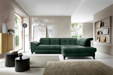 Inferne 5-seter Sofa med Sjeselong - Mørkegrønn - Møbler - Sofaer - Sofaer med sjeselong