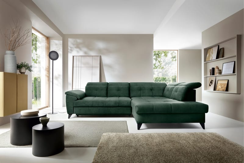 Inferne 5-seter Sofa med Sjeselong - Mørkegrønn - Møbler - Sofaer - Sofaer med sjeselong