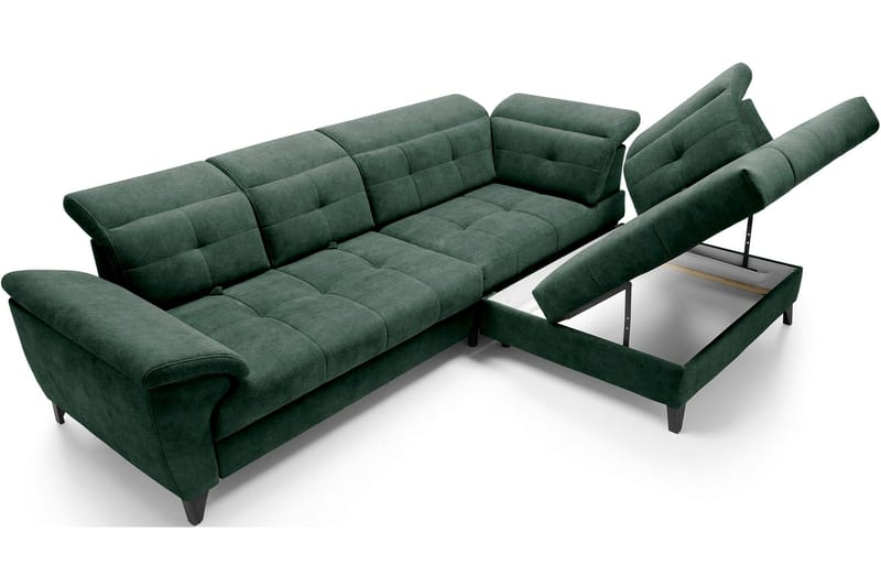 Inferne 5-seter Sofa med Sjeselong - Mørkegrønn - Møbler - Sofaer - Sofaer med sjeselong