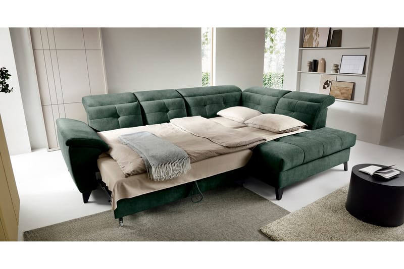 Inferne 5-seter Sofa med Sjeselong - Mørkegrønn - Møbler - Sofaer - Sofaer med sjeselong