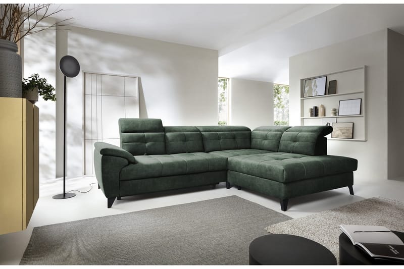 Inferne 5-seter Sofa med Sjeselong - Mørkegrønn - Møbler - Sofaer - Sofaer med sjeselong